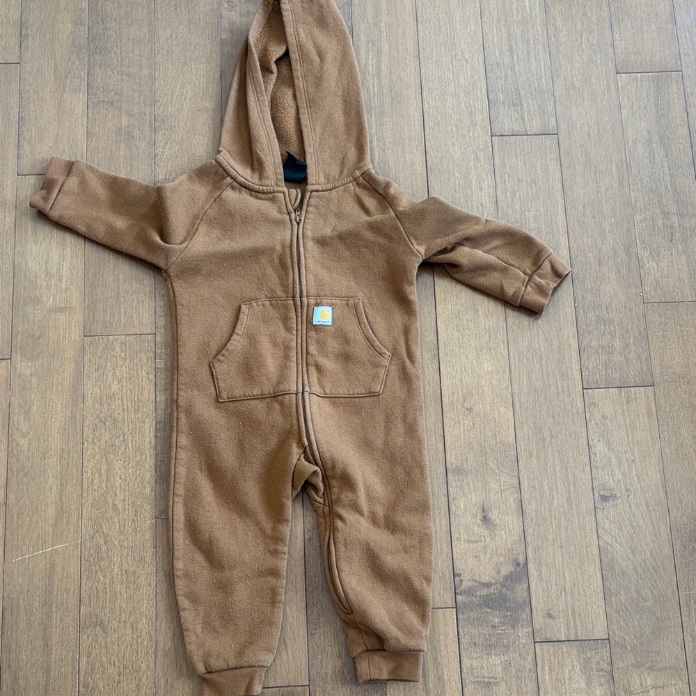 Carhartt Brown 12 month One Piece Footie zip up